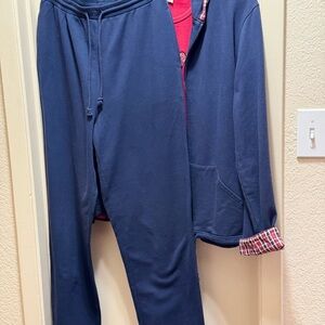 Navy Blue Lounge Set with Red Accents